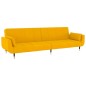 Divano Letto a 2 Posti con Pouf e Due Cuscini Giallo in Velluto Divano Letto a 2 Posti con Pouf e Due Cuscini Giallo in Velluto