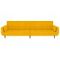 Divano Letto a 2 Posti con Pouf e Due Cuscini Giallo in Velluto Divano Letto a 2 Posti con Pouf e Due Cuscini Giallo in Velluto