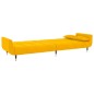 Divano Letto a 2 Posti con Pouf e Due Cuscini Giallo in Velluto Divano Letto a 2 Posti con Pouf e Due Cuscini Giallo in Velluto