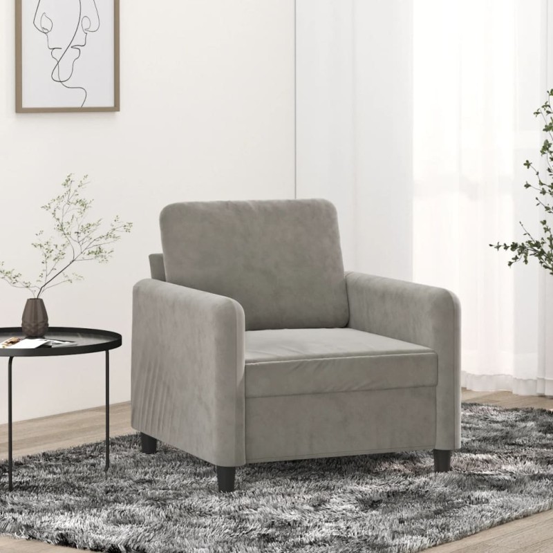 Poltrona Grigio Chiaro 60 cm Velluto Poltrona Grigio Chiaro 60 cm Velluto