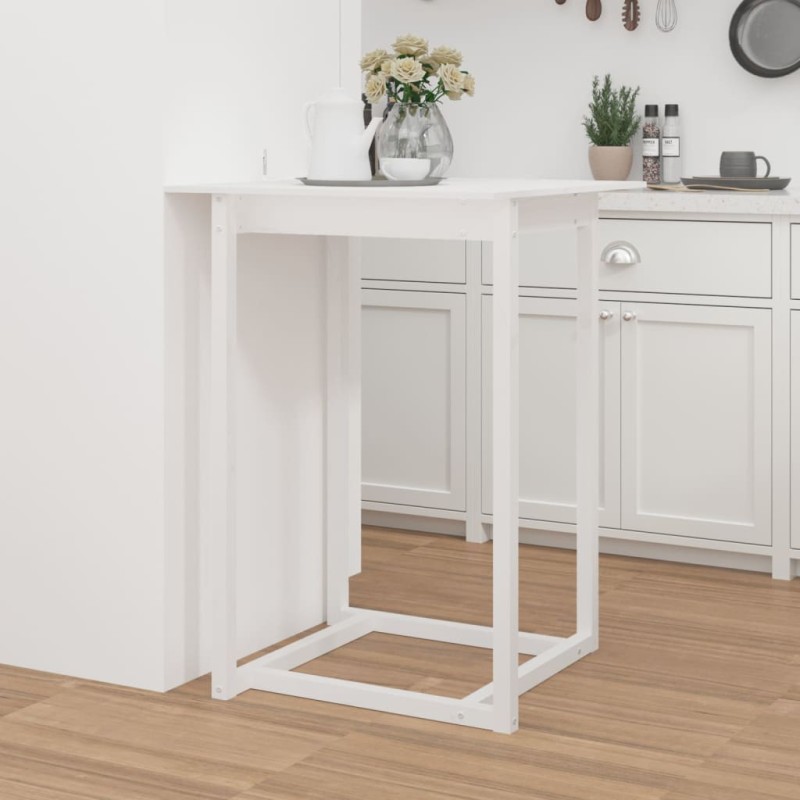 Tavolo da Bar Bianco 80x80x110 cm in Legno Massello di Pino Tavolo da Bar Bianco 80x80x110 cm in Legno Massello di Pino