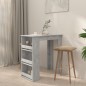 Tavolino da Bar con Portaoggetti Grigio Cemento 102x50x103,5 cm