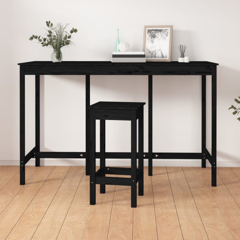 Tavolo da Bar Nero 180x80x110 cm in Legno Massello di Pino Tavolo da Bar Nero 180x80x110 cm in Legno Massello di Pino