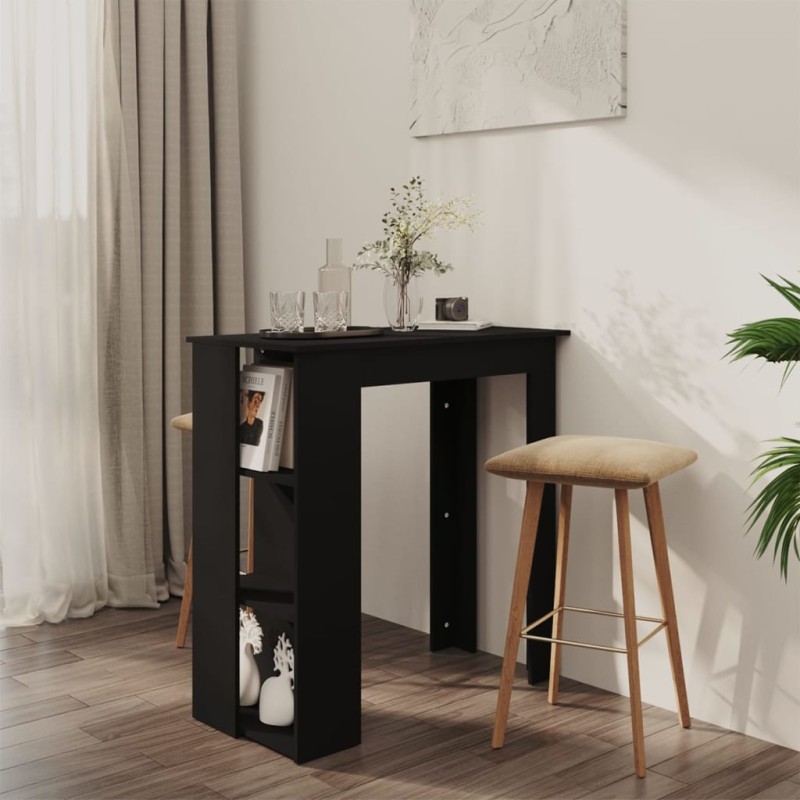 Tavolino da Bar con Ripiani Nero 102x50x103,5cm in Truciolato Tavolino da Bar con Ripiani Nero 102x50x103,5cm in Truciolato