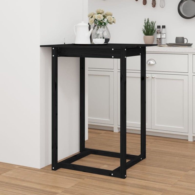 Tavolo da Bar Nero 80x80x110 cm in Legno Massello di Pino Tavolo da Bar Nero 80x80x110 cm in Legno Massello di Pino