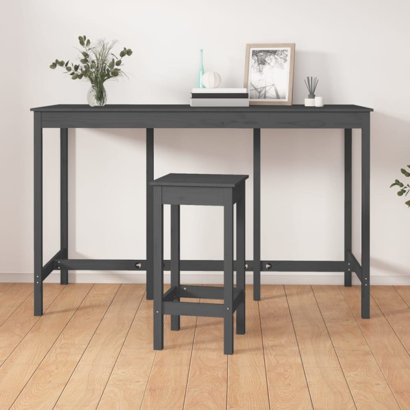 Tavolo da Bar Grigio 180x80x110 cm in Legno Massello di Pino Tavolo da Bar Grigio 180x80x110 cm in Legno Massello di Pino