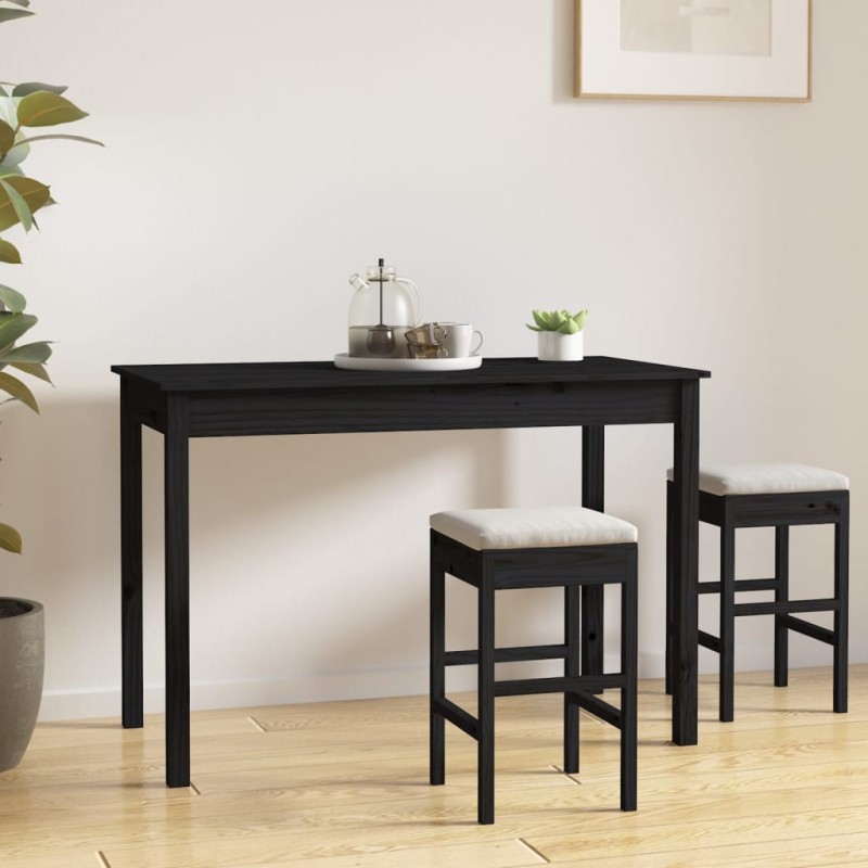 Tavolo da Pranzo Nero 110x55x75 cm in Legno Massello di Pino Tavolo da Pranzo Nero 110x55x75 cm in Legno Massello di Pino