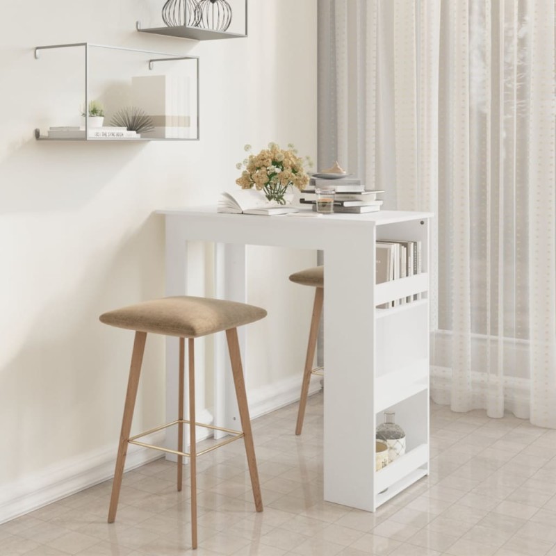 Tavolino da Bar con Mensole Bianco 102x50x103,5 cm Truciolato Tavolino da Bar con Mensole Bianco 102x50x103,5 cm Truciolato