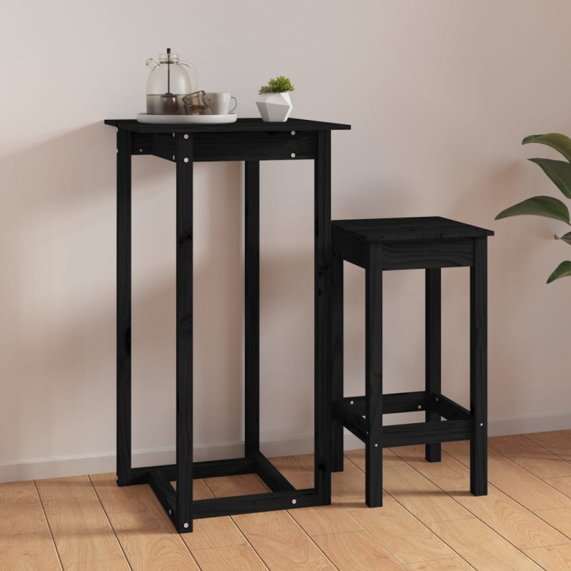 vidaXL Tavolo da Bar Nero 60x60x110 cm in Legno Massello di Pino vidaXL Tavolo da Bar Nero 60x60x110 cm in Legno Massello di Pino