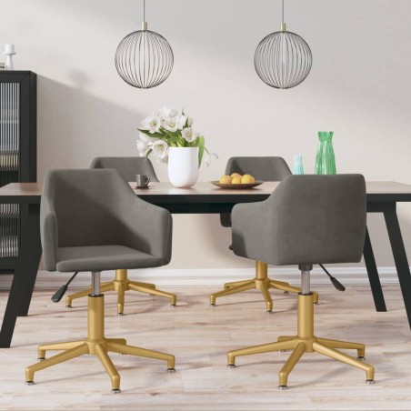 Sedie da Pranzo Girevoli 4 pz Grigio Scuro in Velluto
