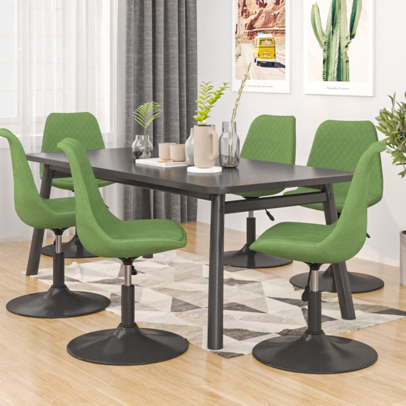 Sedie da Pranzo Girevoli 6 pz Verde Chiaro in Velluto Sedie da Pranzo Girevoli 6 pz Verde Chiaro in Velluto