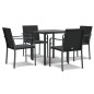 Set Pranzo da Giardino 5pz con Cuscini in Polyrattan e Acciaio