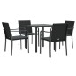 Set Pranzo da Giardino 5pz con Cuscini in Polyrattan e Acciaio