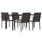 Set Pranzo da Giardino 5pz con Cuscini in Polyrattan e Acciaio Set Pranzo da Giardino 5pz con Cuscini in Polyrattan e Acciaio