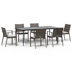 vidaXL Set Pranzo da Giardino 7 pz con Cuscini in Polyrattan e Acciaio