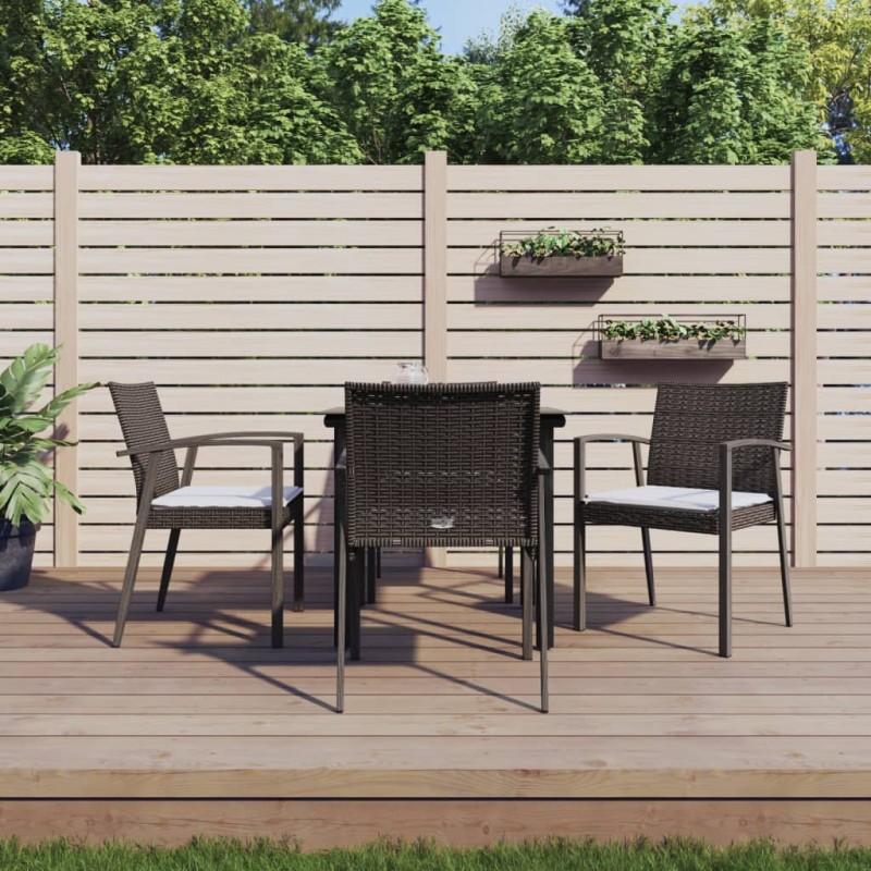 Set Pranzo da Giardino 5pz con Cuscini in Polyrattan e Acciaio Set Pranzo da Giardino 5pz con Cuscini in Polyrattan e Acciaio
