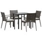Set Pranzo da Giardino 5pz con Cuscini in Polyrattan e Acciaio Set Pranzo da Giardino 5pz con Cuscini in Polyrattan e Acciaio