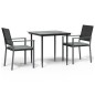 Set Pranzo da Giardino 3pz con Cuscini in Polyrattan e Acciaio Set Pranzo da Giardino 3pz con Cuscini in Polyrattan e Acciaio
