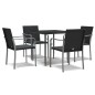 Set Pranzo da Giardino 5pz con Cuscini in Polyrattan e Acciaio Set Pranzo da Giardino 5pz con Cuscini in Polyrattan e Acciaio