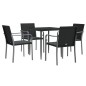 Set Pranzo da Giardino 5pz con Cuscini in Polyrattan e Acciaio Set Pranzo da Giardino 5pz con Cuscini in Polyrattan e Acciaio
