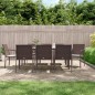 Set Pranzo da Giardino 9 pz con Cuscini in Polyrattan e Acciaio Set Pranzo da Giardino 9 pz con Cuscini in Polyrattan e Acciaio