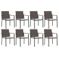 Set Pranzo da Giardino 9 pz con Cuscini in Polyrattan e Acciaio Set Pranzo da Giardino 9 pz con Cuscini in Polyrattan e Acciaio