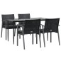 Set Pranzo da Giardino 5pz con Cuscini in Polyrattan e Acciaio Set Pranzo da Giardino 5pz con Cuscini in Polyrattan e Acciaio