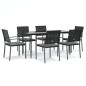 Set Pranzo da Giardino 7 pz con Cuscini in Polyrattan e Acciaio Set Pranzo da Giardino 7 pz con Cuscini in Polyrattan e Acciaio