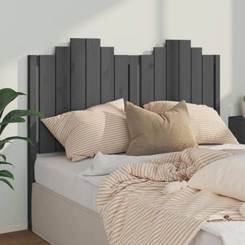 Testiera per Letto Grigia 146x4x110 cm Legno Massello di Pino Testiera per Letto Grigia 146x4x110 cm Legno Massello di Pino