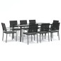 Set Pranzo da Giardino 9 pz con Cuscini in Polyrattan e Acciaio Set Pranzo da Giardino 9 pz con Cuscini in Polyrattan e Acciaio