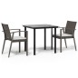 Set Pranzo da Giardino 3pz con Cuscini in Polyrattan e Acciaio Set Pranzo da Giardino 3pz con Cuscini in Polyrattan e Acciaio