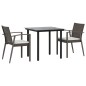 Set Pranzo da Giardino 3pz con Cuscini in Polyrattan e Acciaio Set Pranzo da Giardino 3pz con Cuscini in Polyrattan e Acciaio