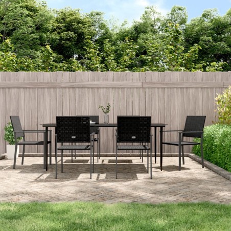 Set da Pranzo da Giardino 7 pz in Polyrattan e Acciaio