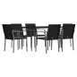 Set Pranzo da Giardino 7 pz con Cuscini in Polyrattan e Acciaio Set Pranzo da Giardino 7 pz con Cuscini in Polyrattan e Acciaio