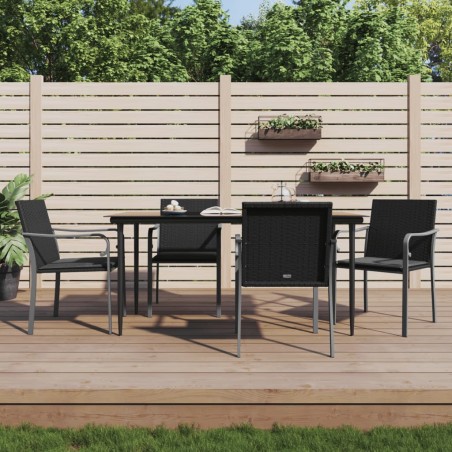 Set Pranzo da Giardino 5pz con Cuscini in Polyrattan e Acciaio
