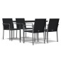 Set Pranzo da Giardino 5pz con Cuscini in Polyrattan e Acciaio Set Pranzo da Giardino 5pz con Cuscini in Polyrattan e Acciaio