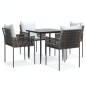 Set Pranzo da Giardino 5pz con Cuscini in Polyrattan e Acciaio Set Pranzo da Giardino 5pz con Cuscini in Polyrattan e Acciaio