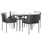 Set Pranzo da Giardino 5pz con Cuscini in Polyrattan e Acciaio Set Pranzo da Giardino 5pz con Cuscini in Polyrattan e Acciaio