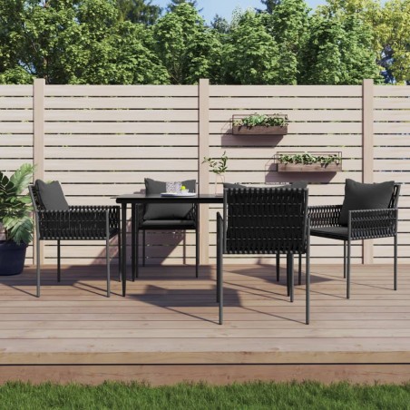 Set Pranzo da Giardino 5pz con Cuscini in Polyrattan e Acciaio