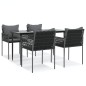 Set Pranzo da Giardino 5pz con Cuscini in Polyrattan e Acciaio Set Pranzo da Giardino 5pz con Cuscini in Polyrattan e Acciaio