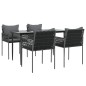 Set Pranzo da Giardino 5pz con Cuscini in Polyrattan e Acciaio Set Pranzo da Giardino 5pz con Cuscini in Polyrattan e Acciaio