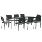 Set Pranzo da Giardino 9 pz con Cuscini in Polyrattan e Acciaio Set Pranzo da Giardino 9 pz con Cuscini in Polyrattan e Acciaio