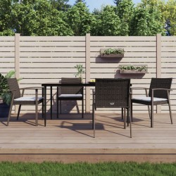 Set Pranzo da Giardino 5pz con Cuscini in Polyrattan e Acciaio
