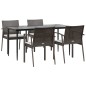 Set Pranzo da Giardino 5pz con Cuscini in Polyrattan e Acciaio Set Pranzo da Giardino 5pz con Cuscini in Polyrattan e Acciaio