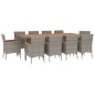 vidaXL Set da Pranzo da Giardino 11pz con Cuscini in Polyrattan Grigio vidaXL Set da Pranzo da Giardino 11pz con Cuscini in Polyrattan Grigio