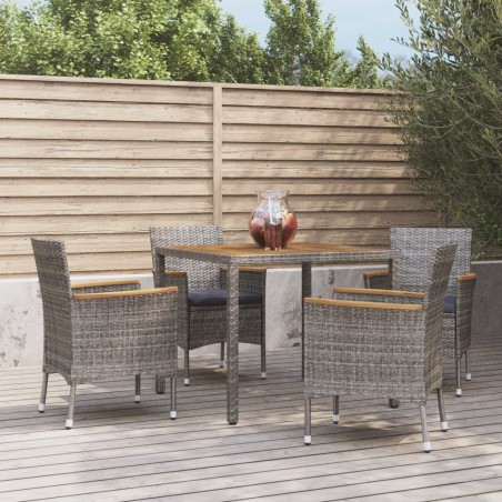 vidaXL Set da Pranzo da Giardino 5 pz con Cuscini in Polyrattan Grigio