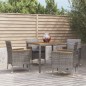 vidaXL Set da Pranzo da Giardino 5 pz con Cuscini in Polyrattan Grigio vidaXL Set da Pranzo da Giardino 5 pz con Cuscini in Polyrattan Grigio