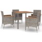 vidaXL Set da Pranzo da Giardino 5 pz con Cuscini in Polyrattan Grigio vidaXL Set da Pranzo da Giardino 5 pz con Cuscini in Polyrattan Grigio
