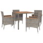 vidaXL Set da Pranzo da Giardino 5 pz con Cuscini in Polyrattan Grigio vidaXL Set da Pranzo da Giardino 5 pz con Cuscini in Polyrattan Grigio