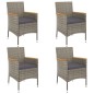 vidaXL Set da Pranzo da Giardino 5 pz con Cuscini in Polyrattan Grigio vidaXL Set da Pranzo da Giardino 5 pz con Cuscini in Polyrattan Grigio